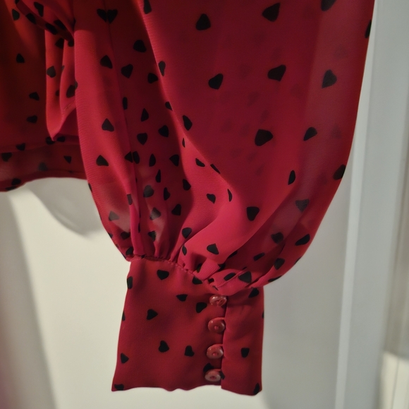 Red heart-shaped Polka Dot Wrap Top - Picture 6 of 8